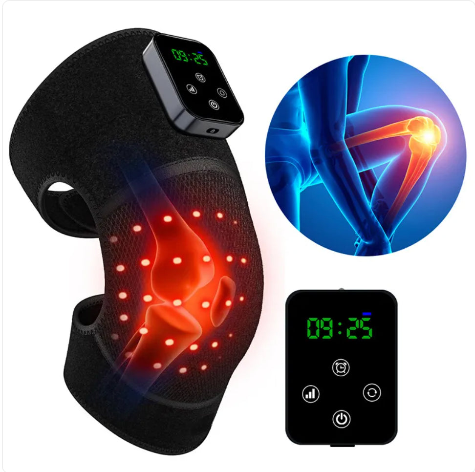 Faixa para joelho com LEDs vermelhos e controle digital, design flexível