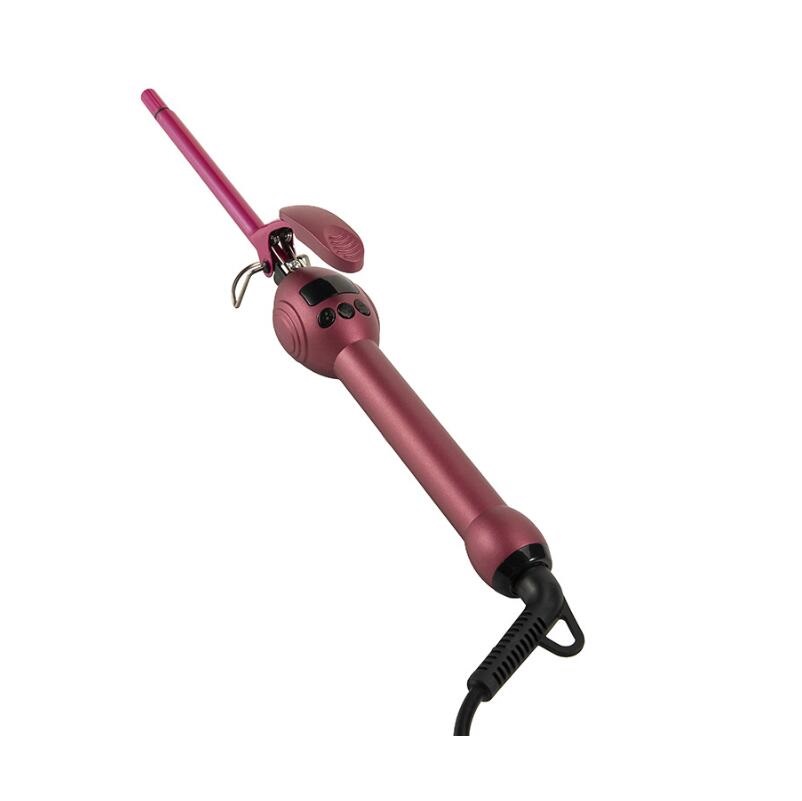 Modelador de cachos de 9 mm roxo-avermelhado, em formato cilíndrico