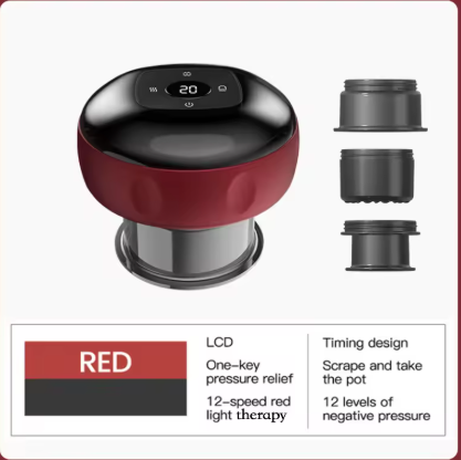 Portable Electric Cupping Massager with Red Light (3 Cups)