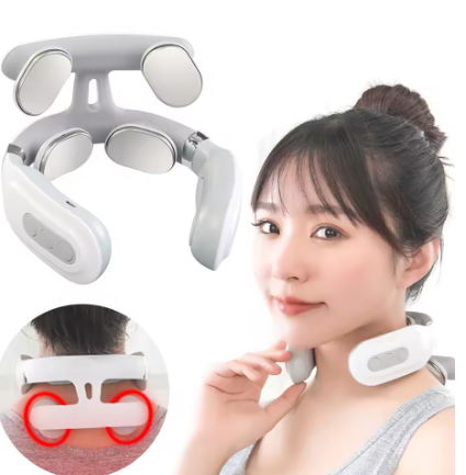 4-Head Neck Massager — USB Rechargeable Cervical Massager, Perfect Gift for Women & Men
