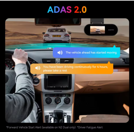 DDPAI N2 Dash Cam 2K Front & Rear – Night Vision, 24H Parking, ADAS & WiFi App