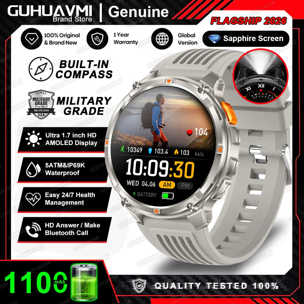 Smartwatch prateado com pulseira cinza e mostrador digital com números grandes