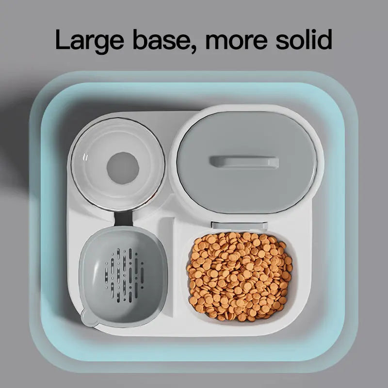 Dispenser automático para gatos com bandejas internas, bebedouro e comedouro na base