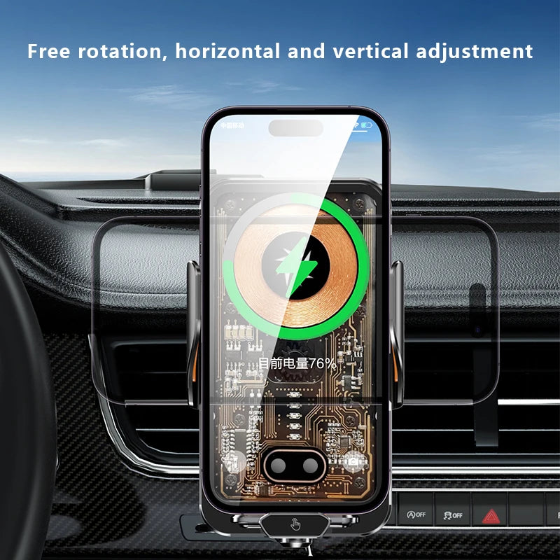 Suporte veicular magnético para celular com anel luminoso e ajuste horizontal/vertical