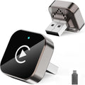 Adaptador sem fio para CarPlay/Android Auto preto e prateado com conector USB