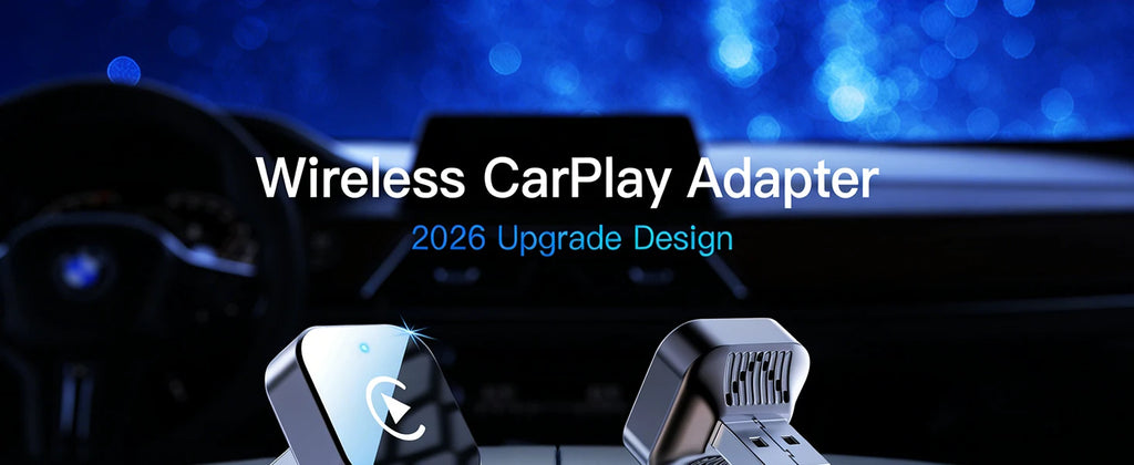Adaptador sem fio CarPlay com design atualizado e corpo cinza